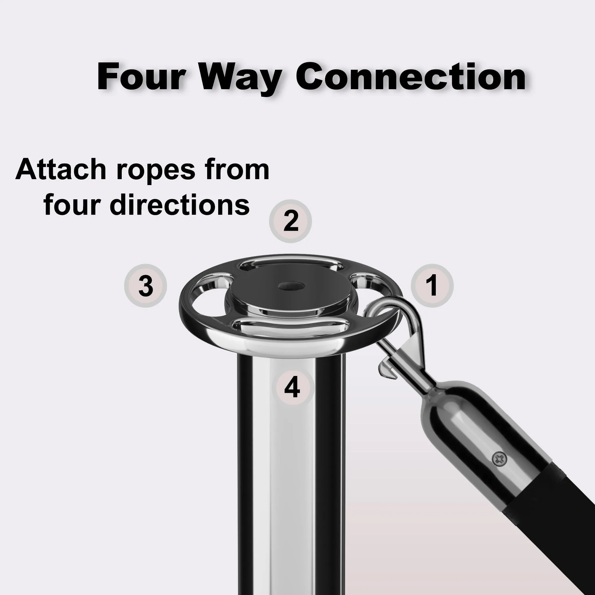 Crown Top Dual Rope Stanchion with Low Profile Base - Montour Line CXLineD