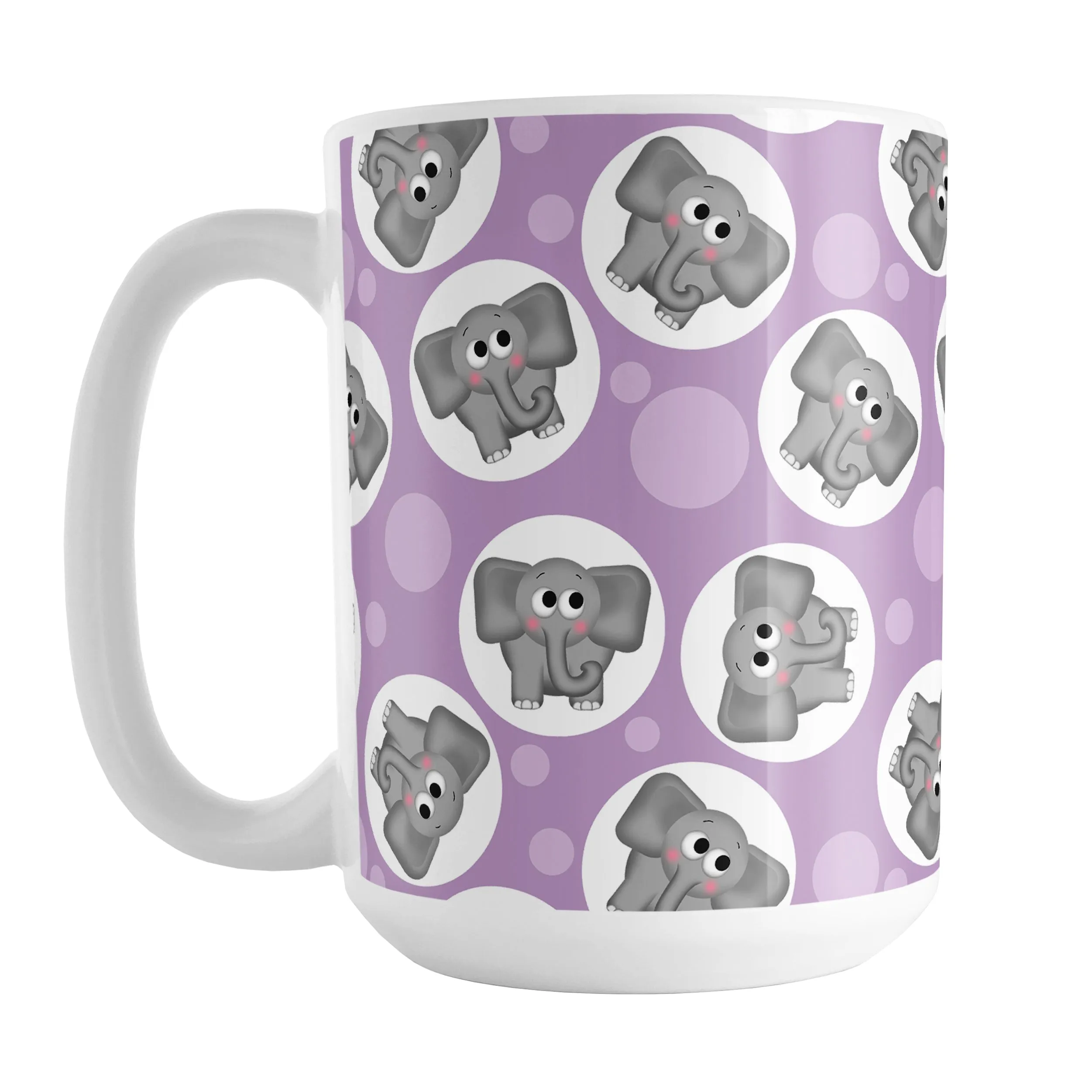 Cute Purple Elephant Pattern Mug