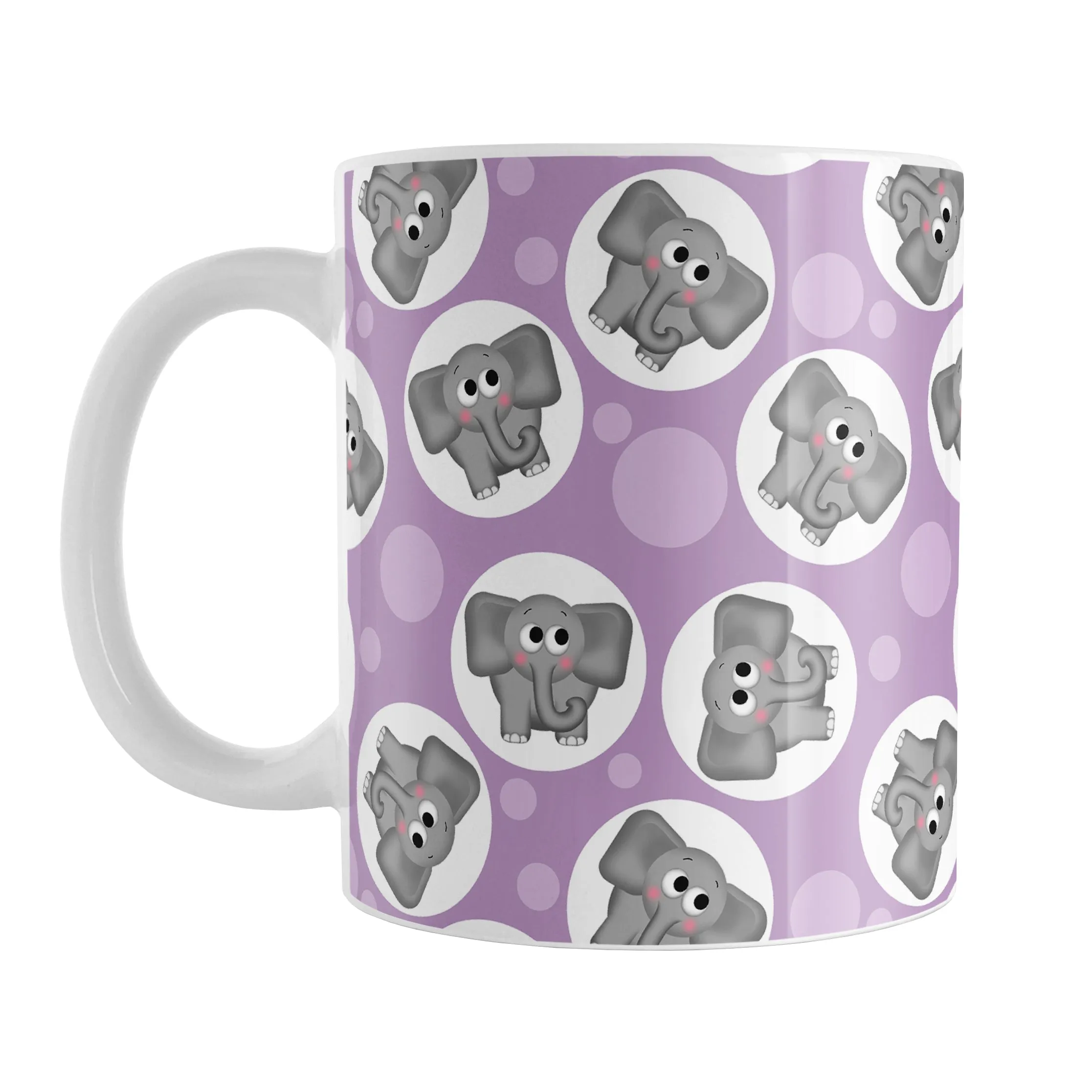 Cute Purple Elephant Pattern Mug