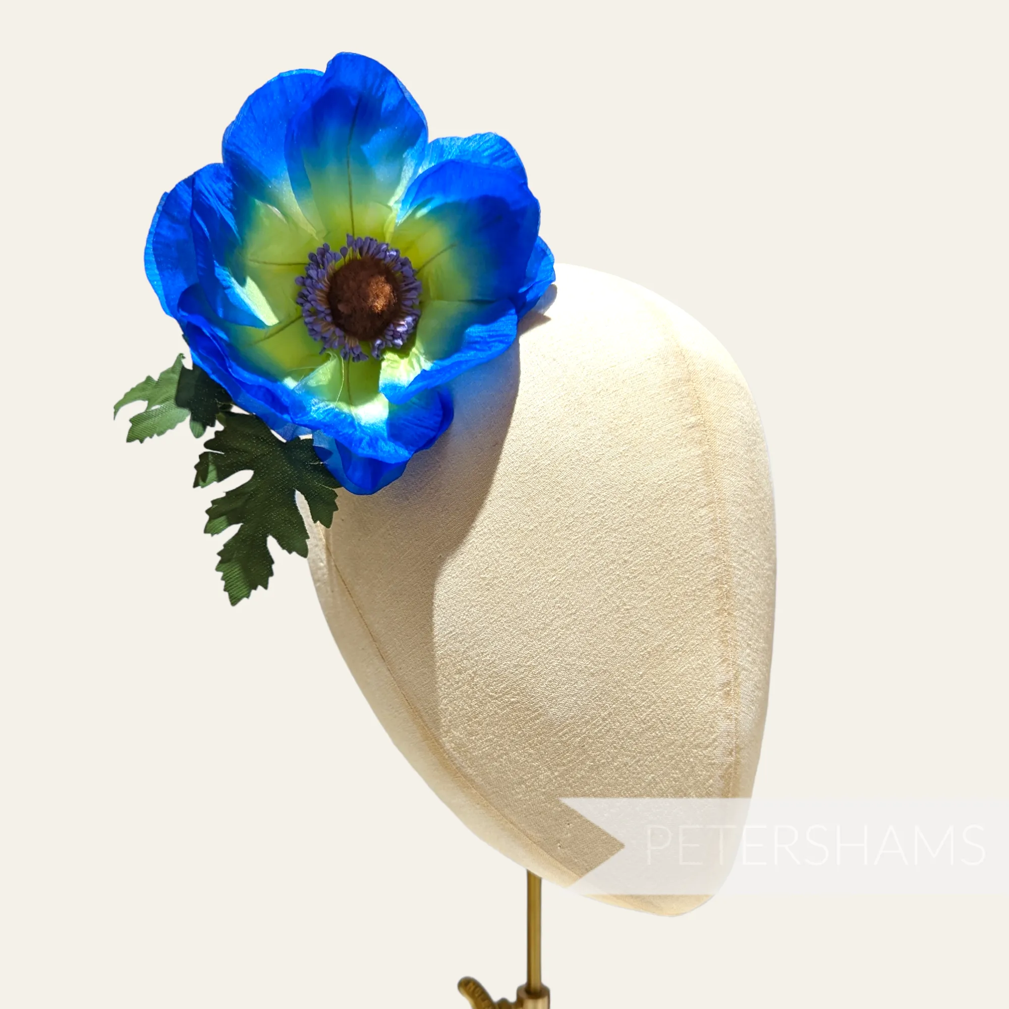 'Daphne' Vintage 1960s Large German Silk Anemone Flower Millinery Hat Mount