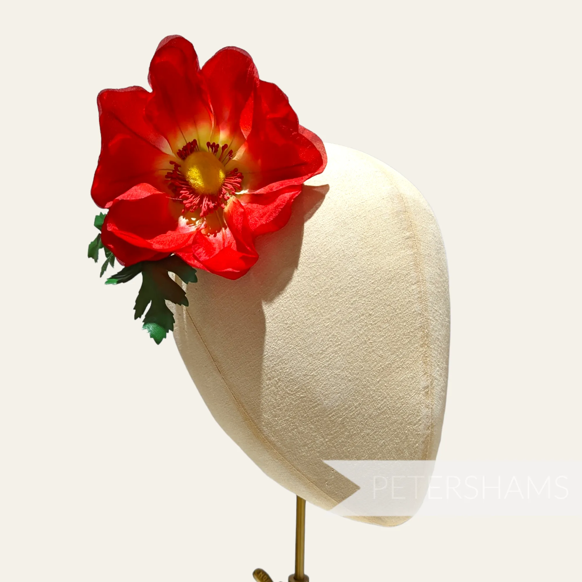 'Daphne' Vintage 1960s Large German Silk Anemone Flower Millinery Hat Mount