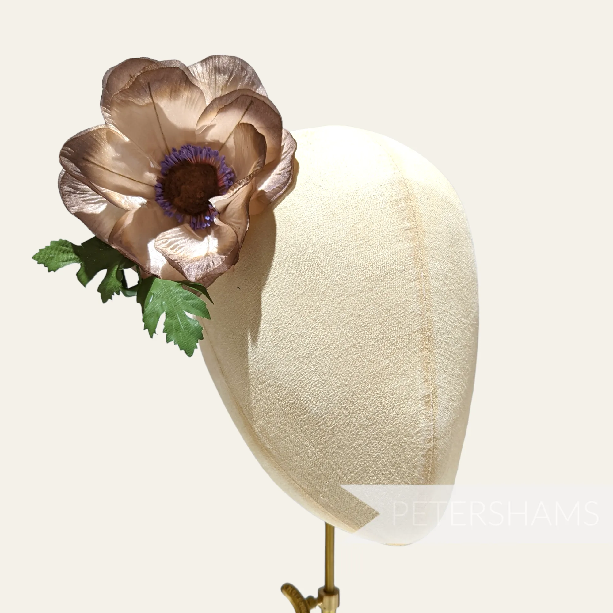 'Daphne' Vintage 1960s Large German Silk Anemone Flower Millinery Hat Mount