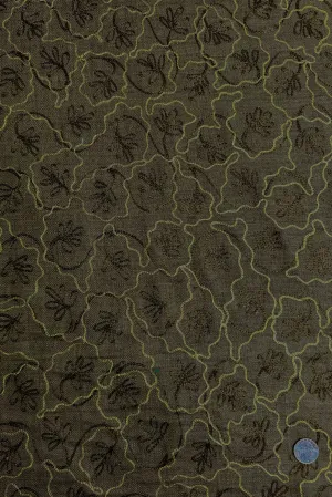 Dark Olive Embroidered Silk Linen MEMT-010