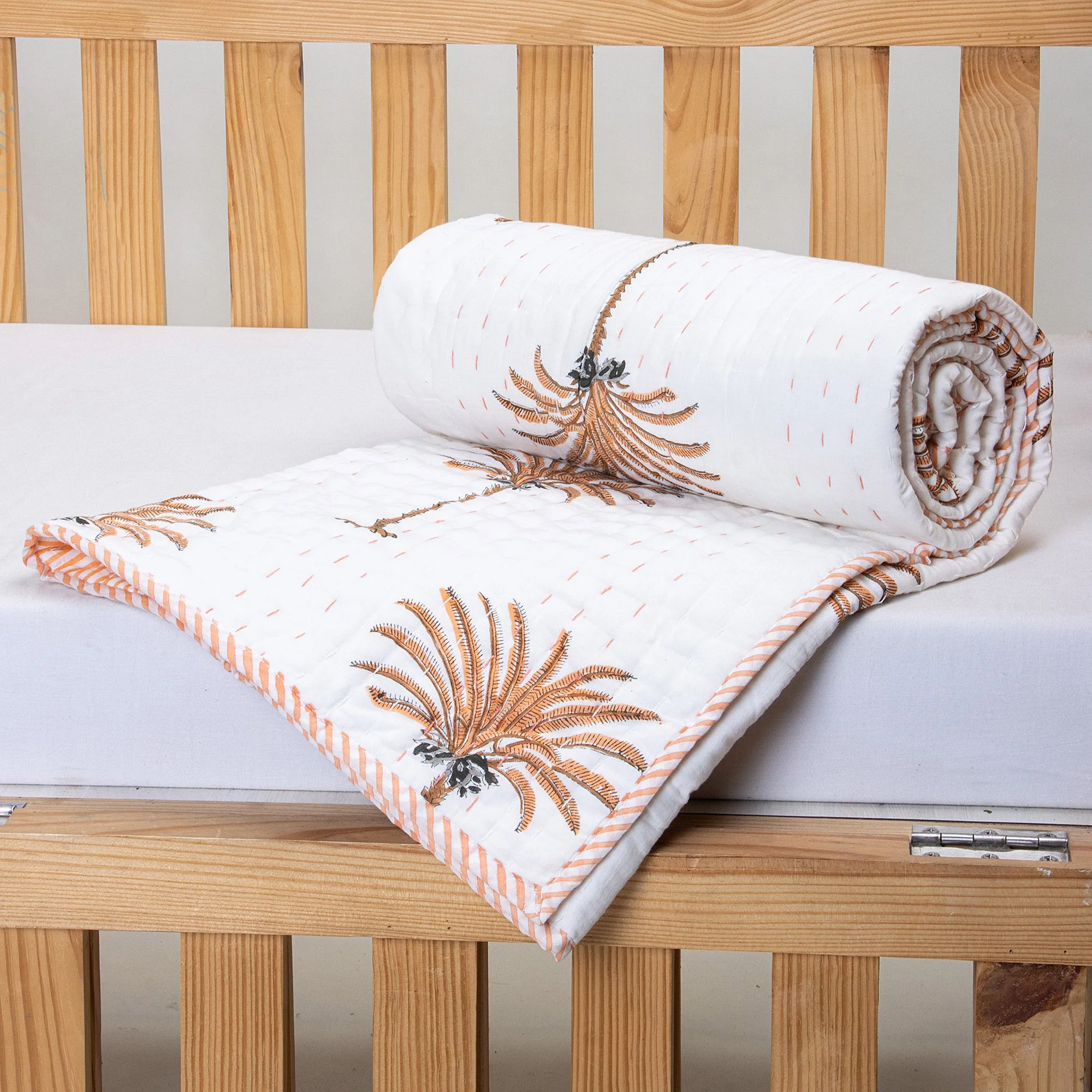 Date Palm Tree Mulmul Cotton Newborn Baby Blankets