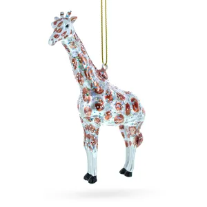 Dazzling Glittered Giraffe Safari - Blown Glass Christmas Ornament