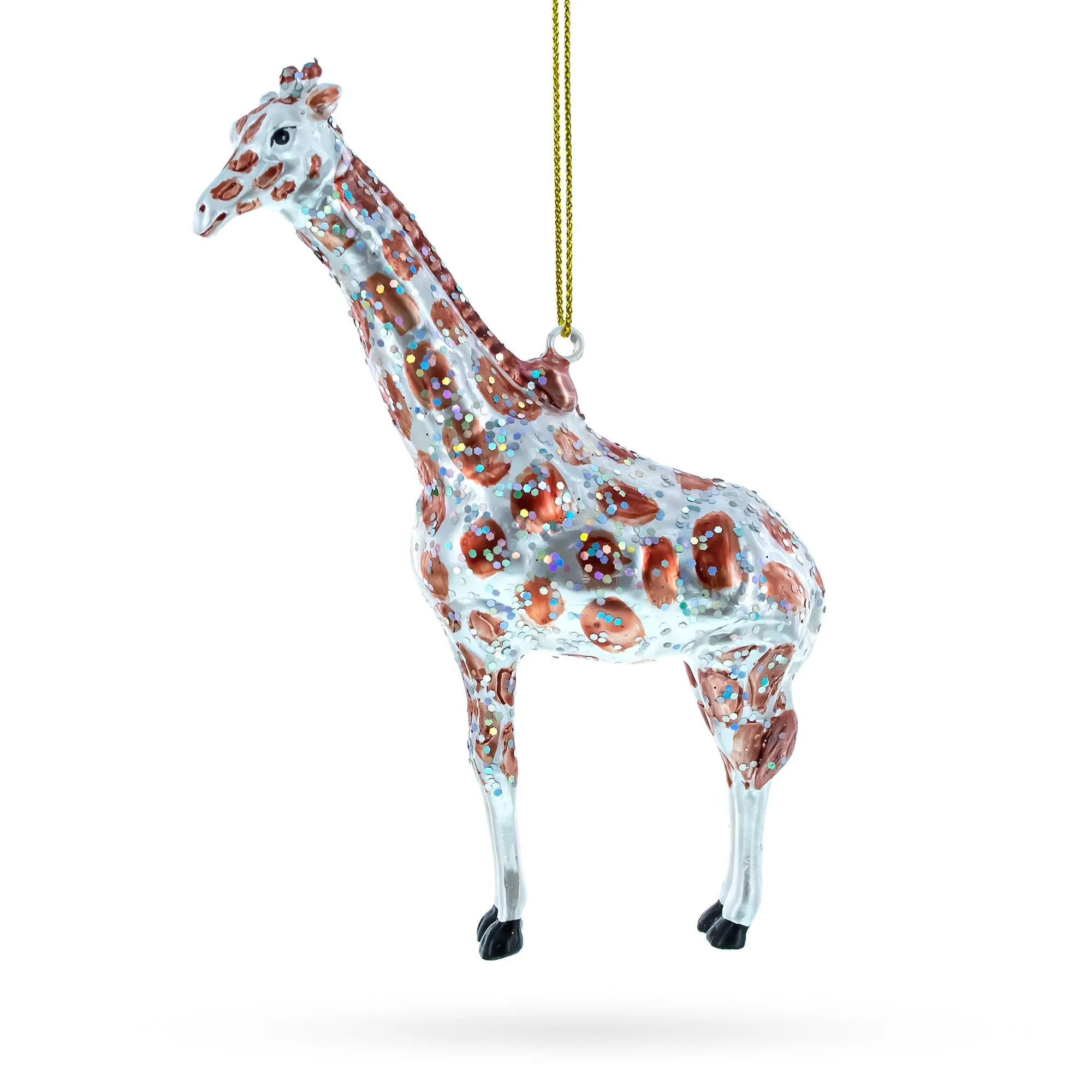 Dazzling Glittered Giraffe Safari - Blown Glass Christmas Ornament