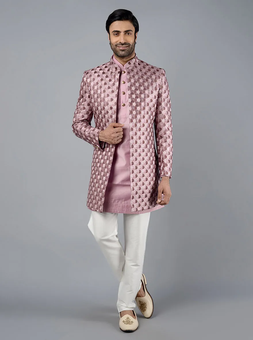 Deep Mauve Embroidered Regular Fit Jodhpuri Suit | TULA