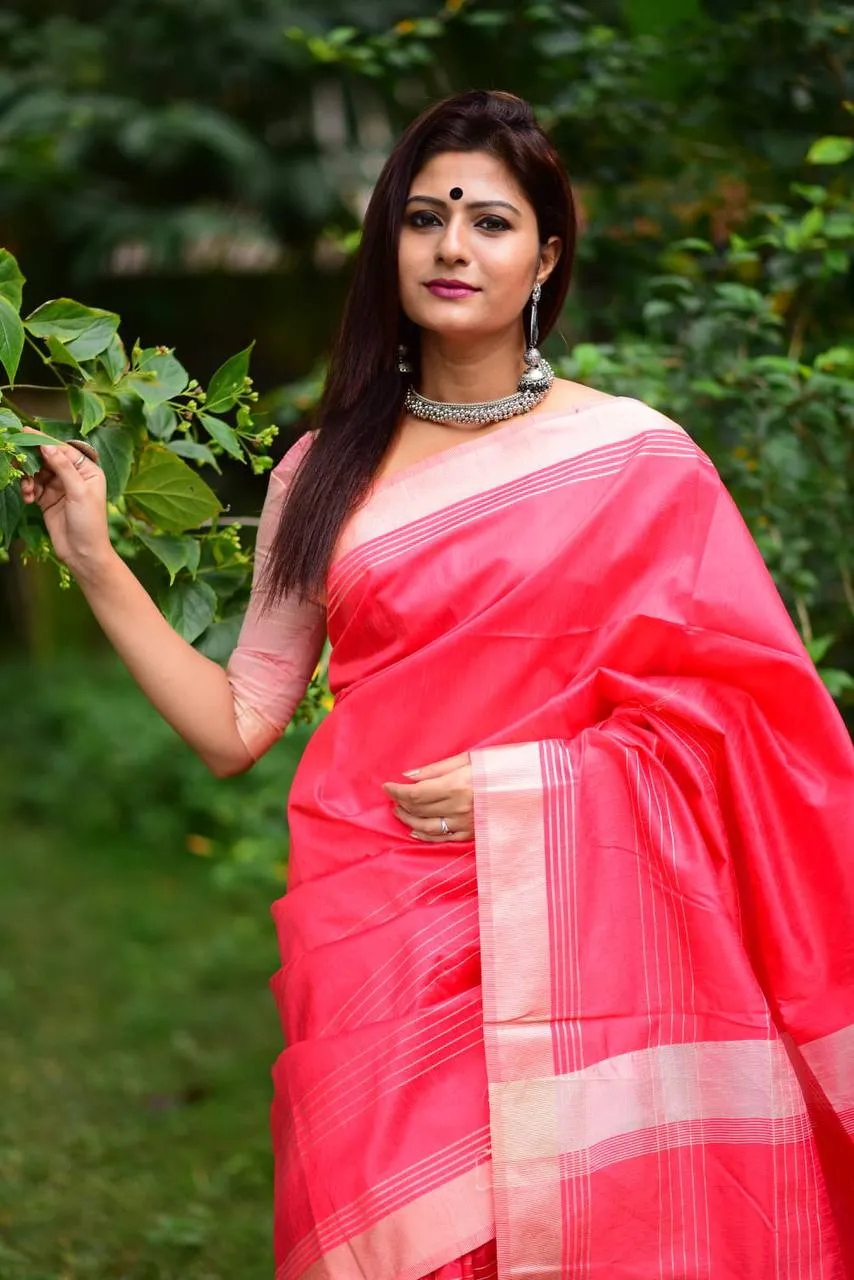 Desire Red Banglori Raw Silk Saree