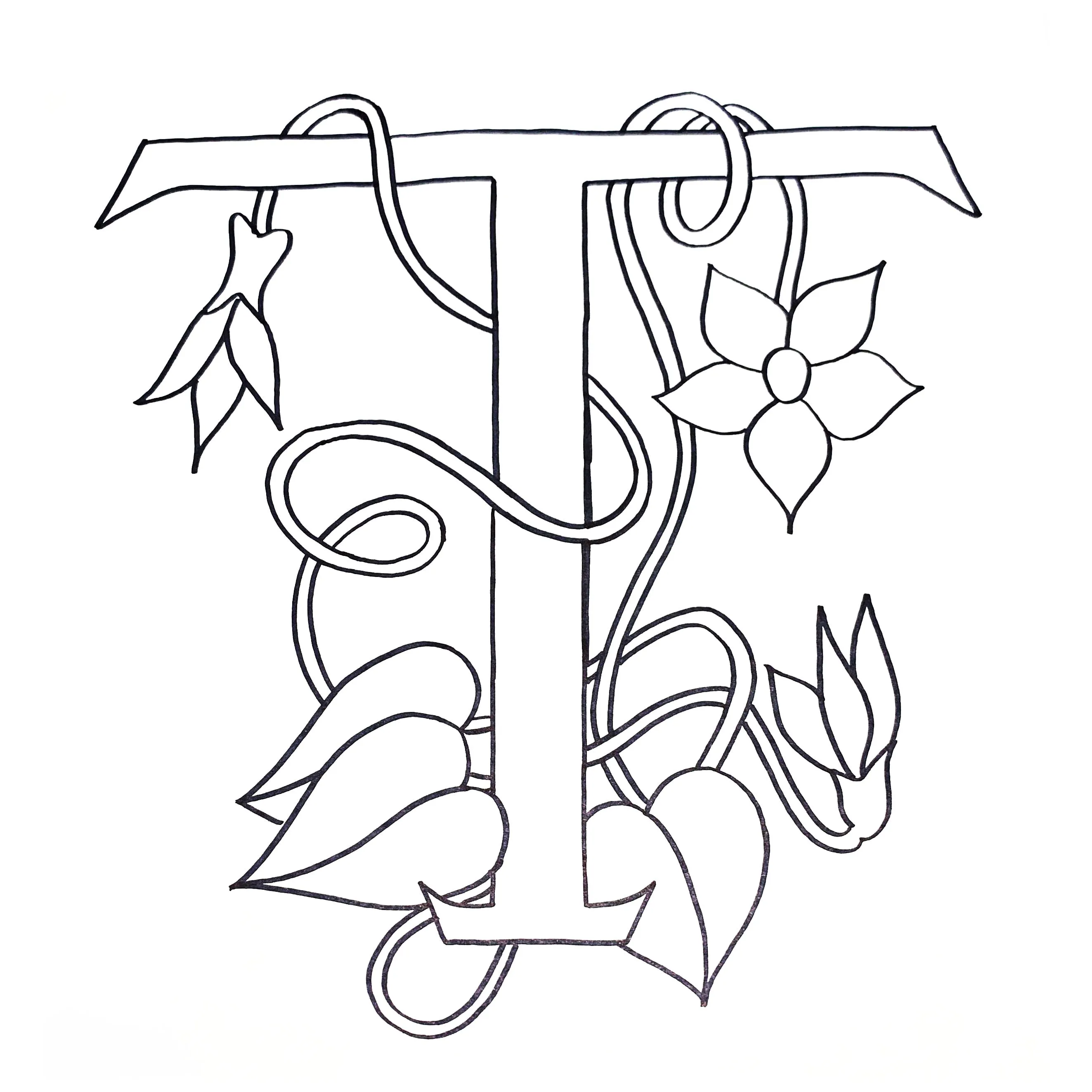 DiFranza Designs - Floral Letters, T