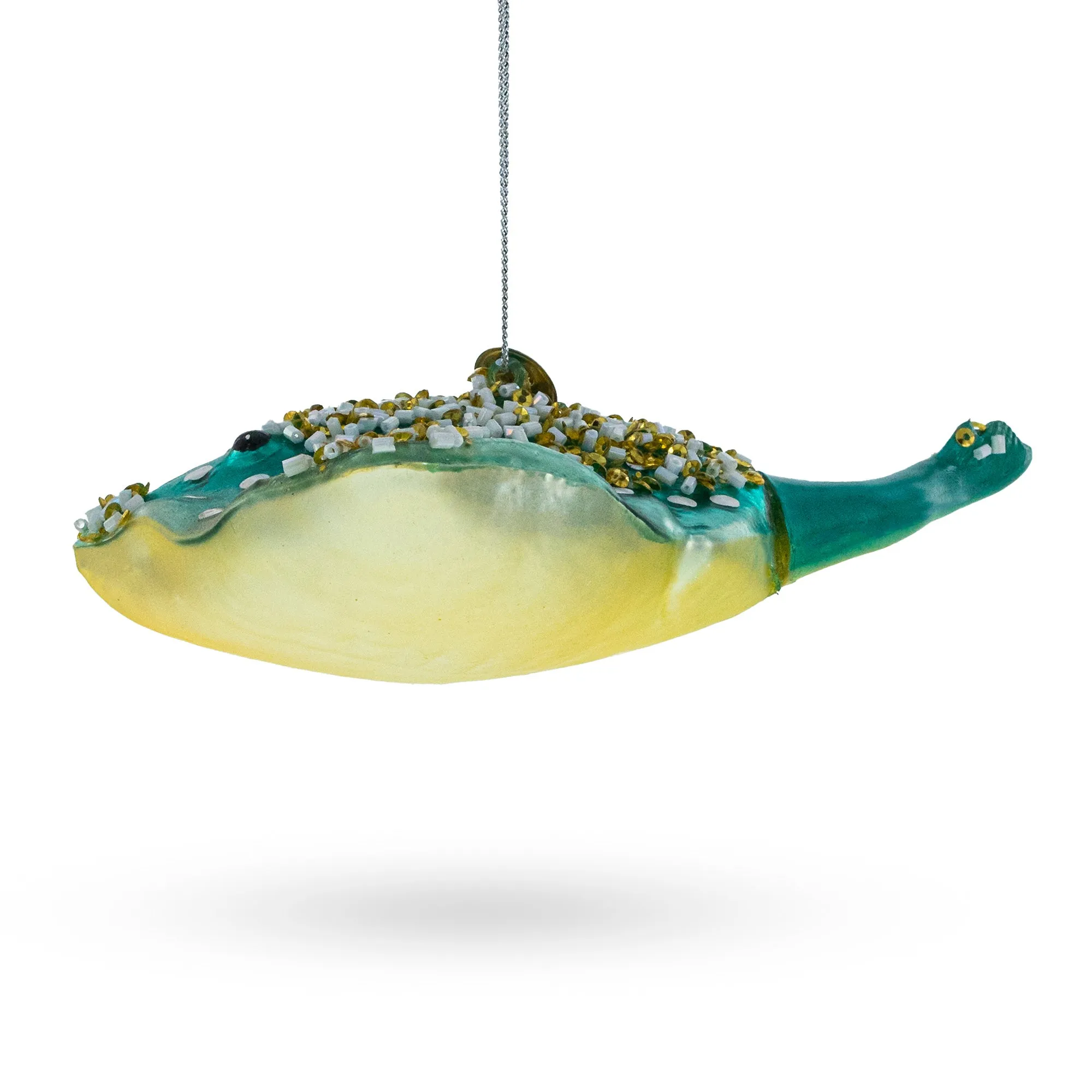 Elegant Blue Stingray - Blown Glass Christmas Ornament