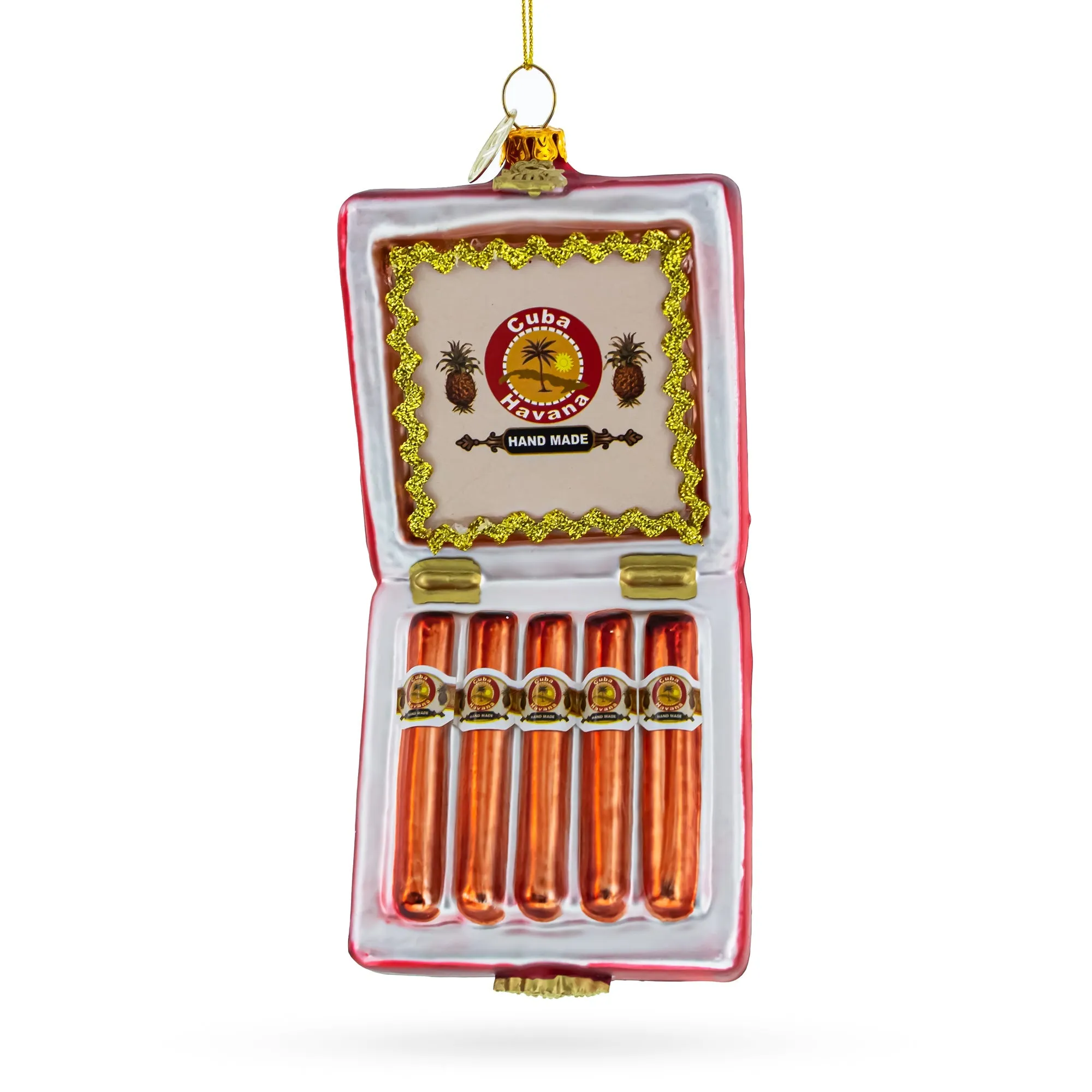 Elegant Box Of Cigars - Blown Glass Christmas Ornament