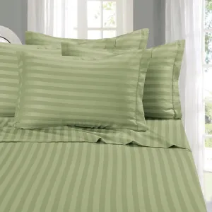 Elegant Comfort Best, Softest, Coziest Stripe Sheets Ever! 1500 Thread Count Egyptian Quality Luxury Silky-Soft Wrinkle & Fade Resistant 4-Piece Bed Sheet Set, Deep Pocket Up to 16" -Full Sage/Green