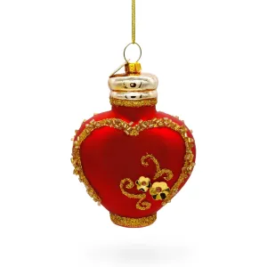 Elegant Red Perfume Bottle - Blown Glass Christmas Ornament