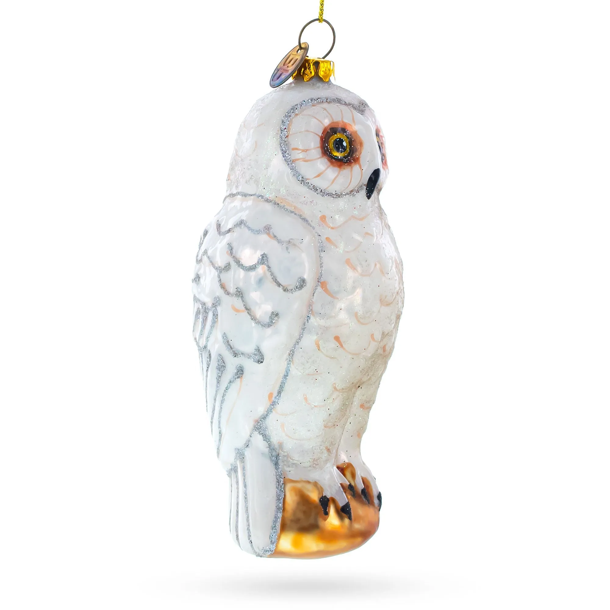 Enchanting White Owl Premium - Exquisite Blown Glass Christmas Ornament