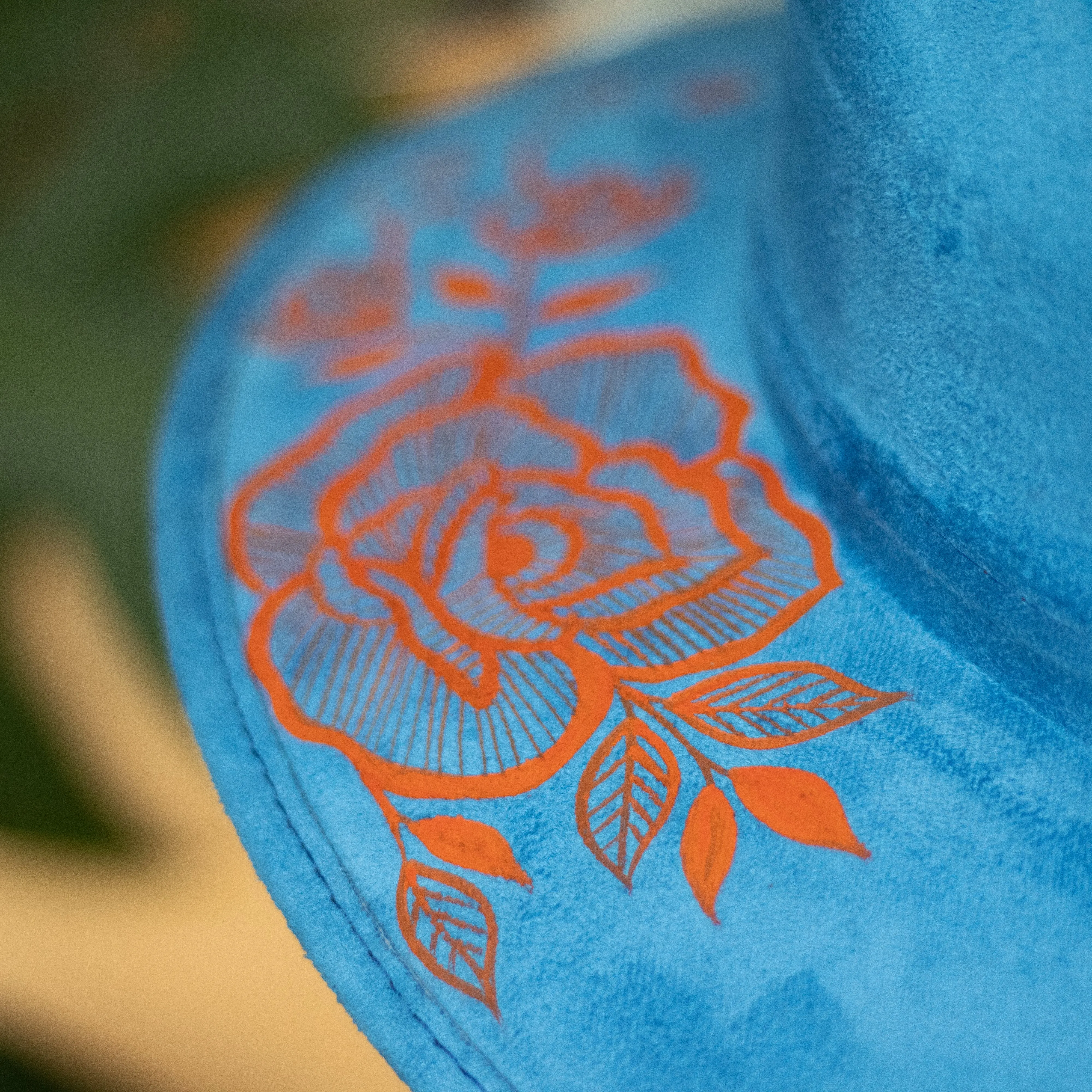 Flores Hat - Microsuede Blue and Orange