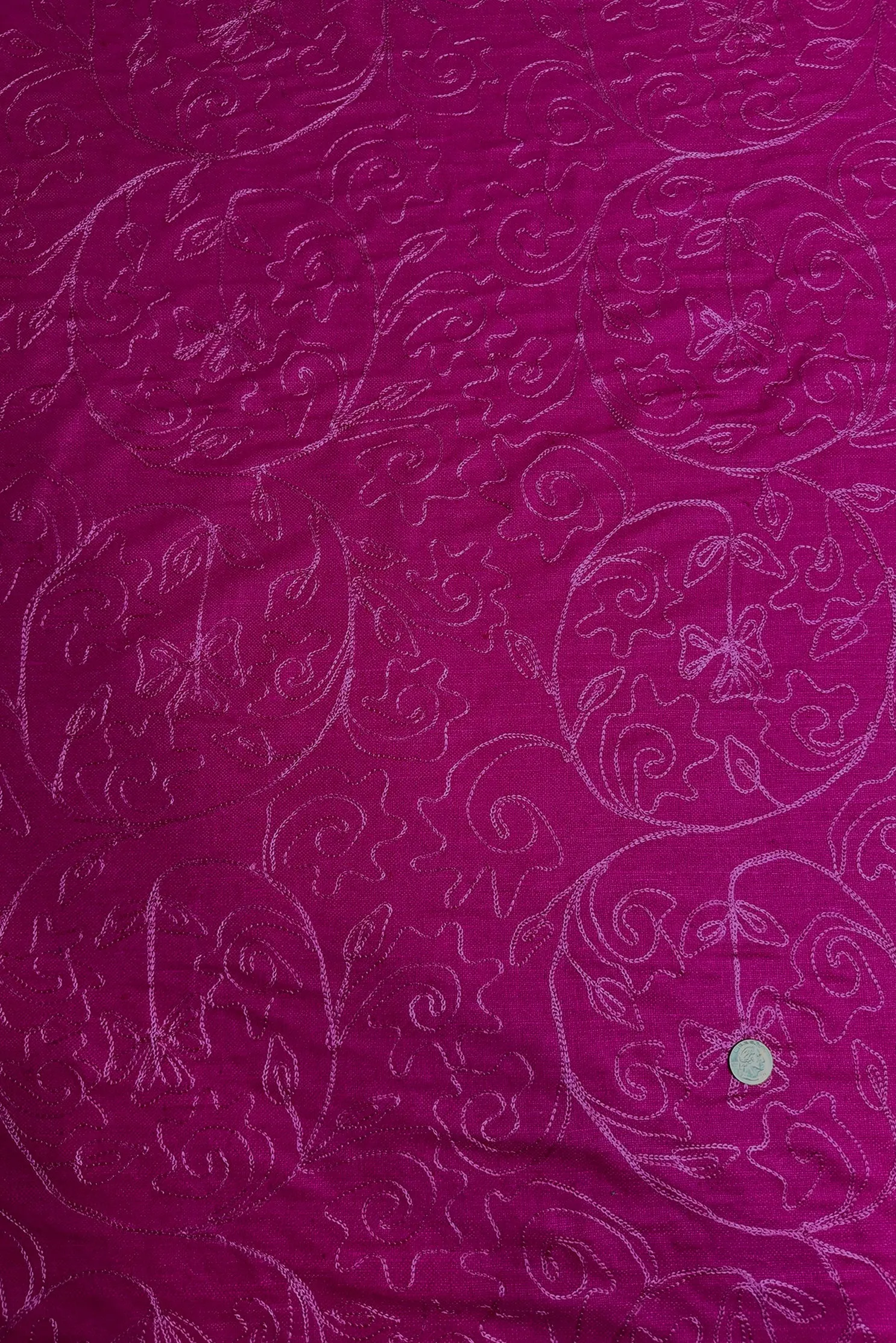 Fuchsia Embroidered Silk Linen MEMT-018-032