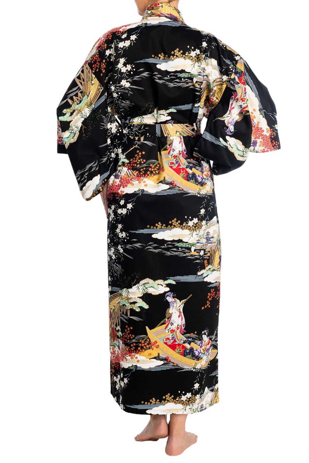 Geisha Long Black Japanese Kimono