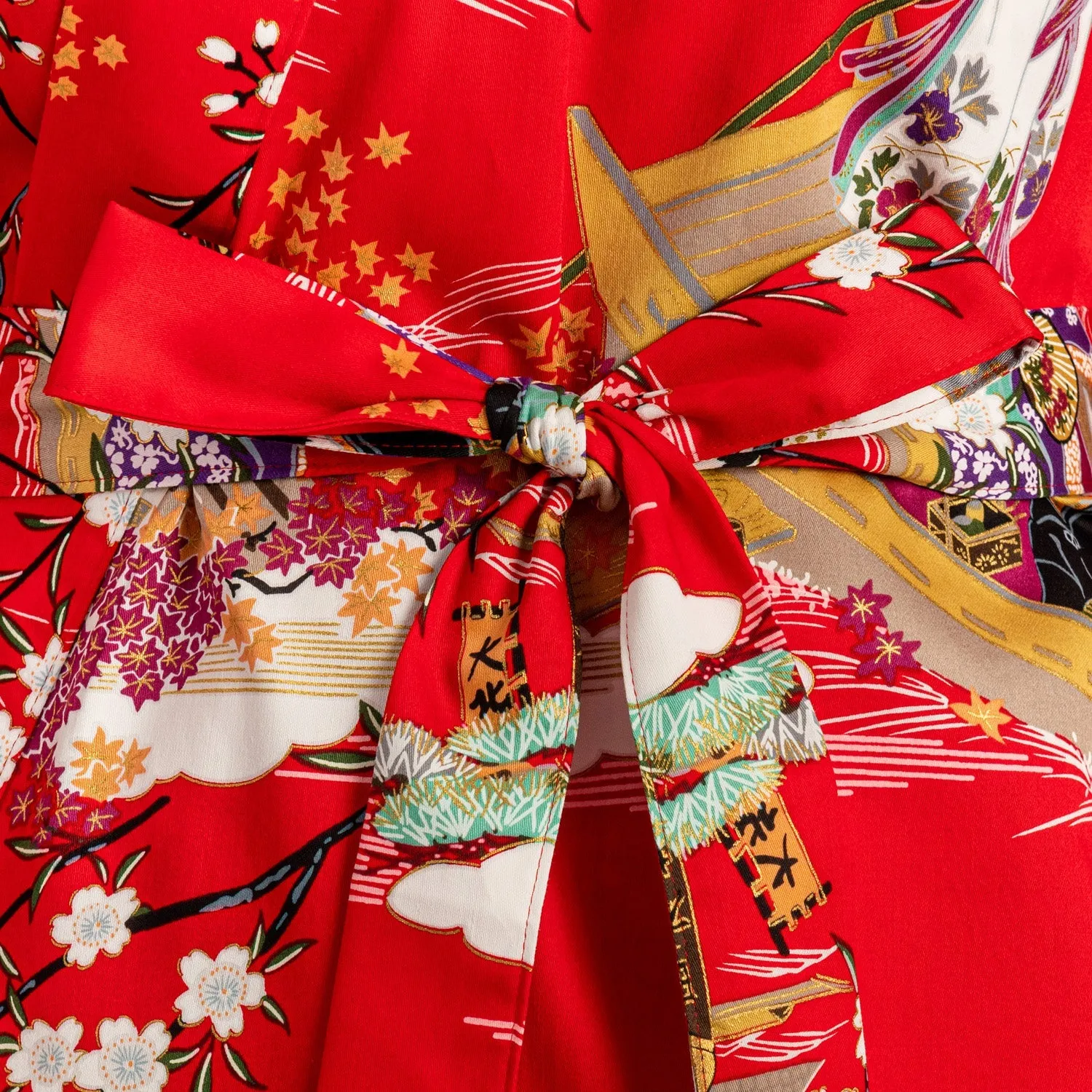 Geisha Long Red Japanese Kimono