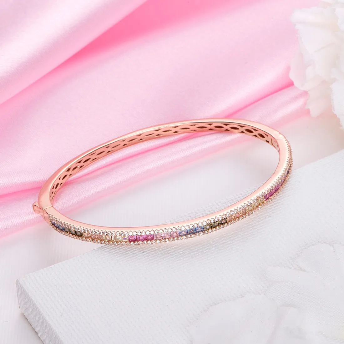 Glamorous Gleam Rose Gold-Plated 925 Sterling Silver Kada Bracelet