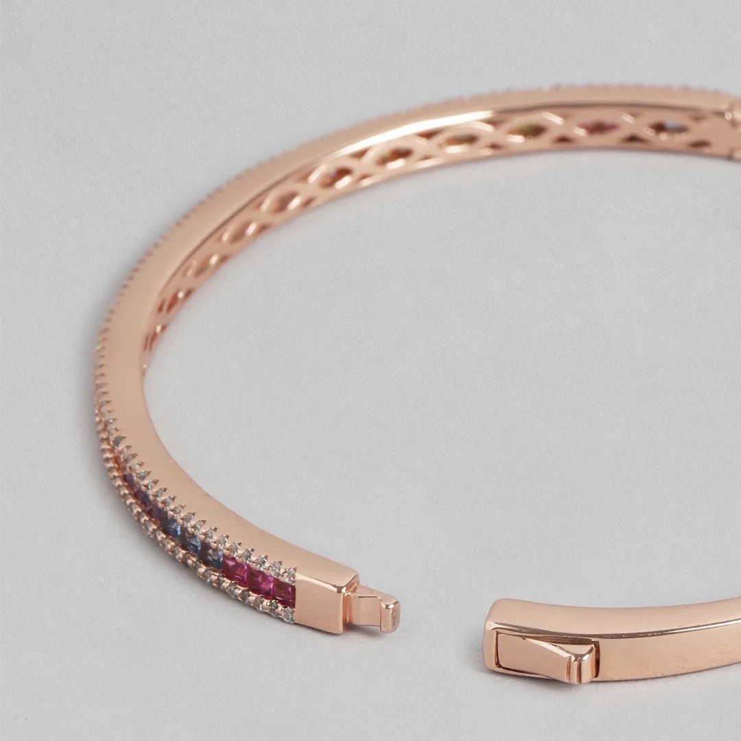 Glamorous Gleam Rose Gold-Plated 925 Sterling Silver Kada Bracelet