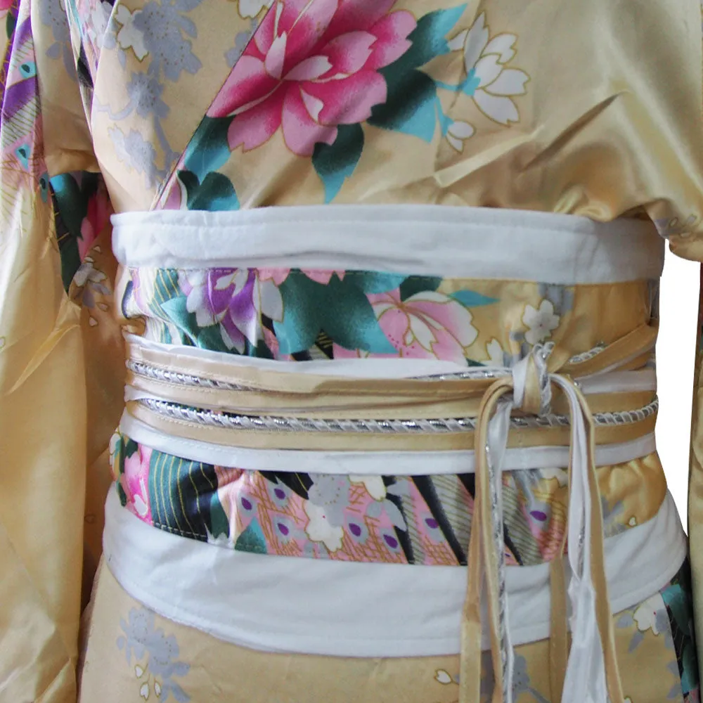 Gold Japanese Women’s Yukata Kimono Kaori