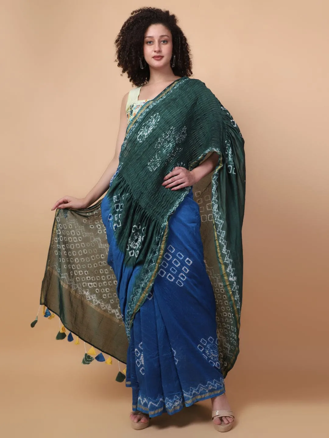 Green & Blue Tie & Dye Saree