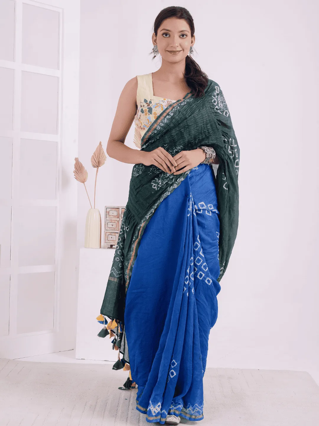 Green & Blue Tie & Dye Saree