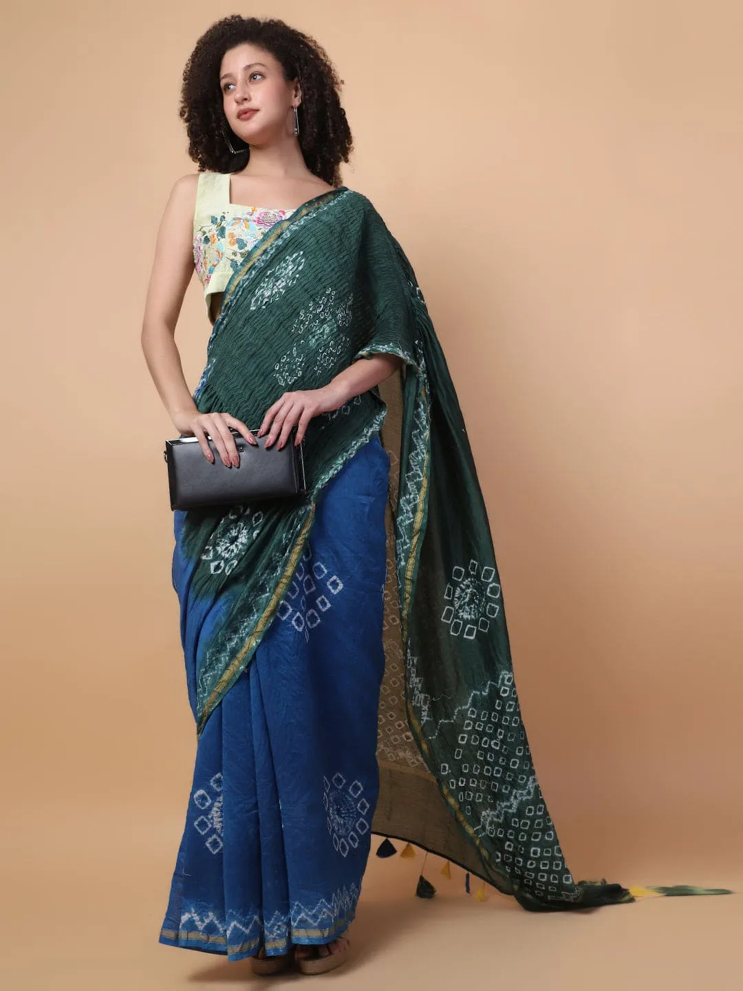 Green & Blue Tie & Dye Saree