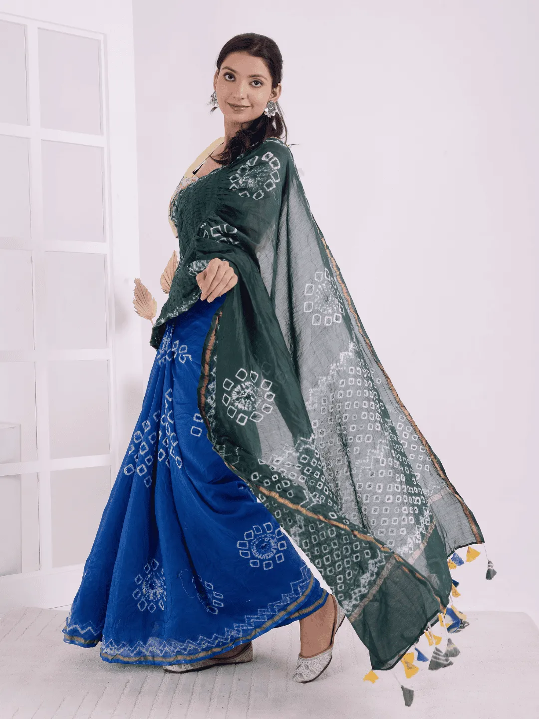 Green & Blue Tie & Dye Saree