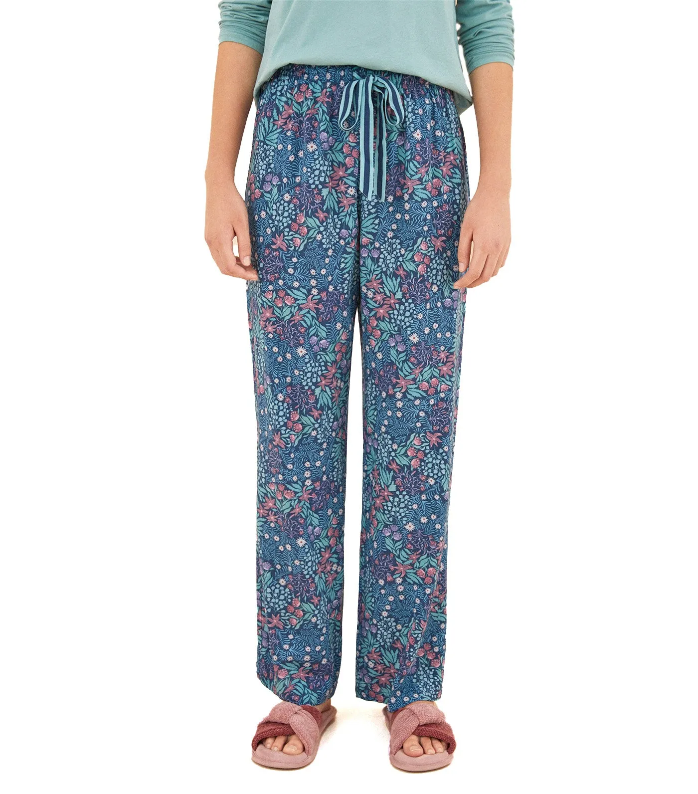 Green Moniquilla Flower Print Long Pants