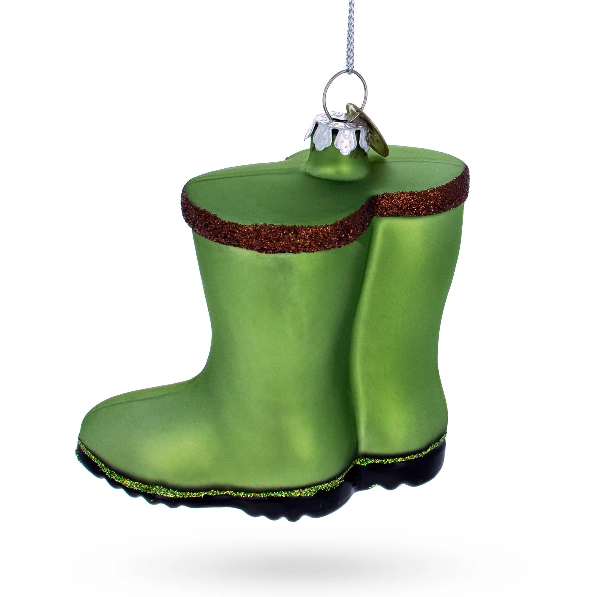 Green Rubber Boots - Blown Glass Christmas Ornament