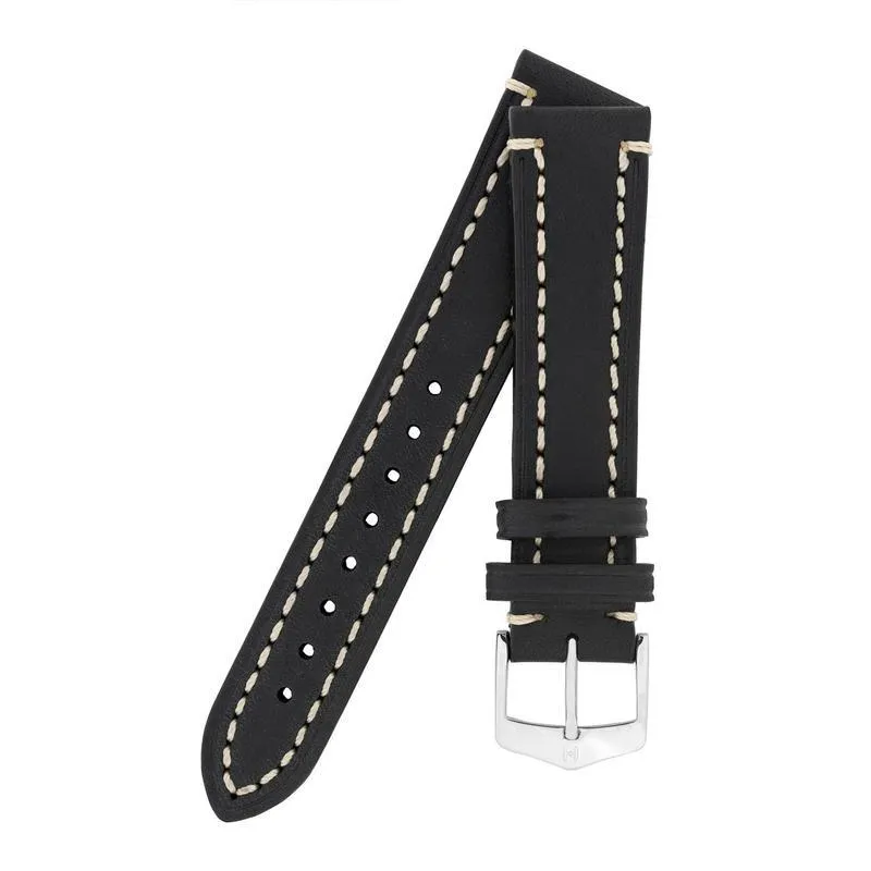 Hirsch LIBERTY Leather Watch Strap in BLACK