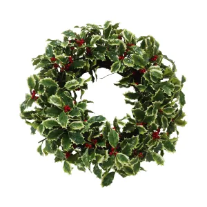 Holly Branch Wreath 24"