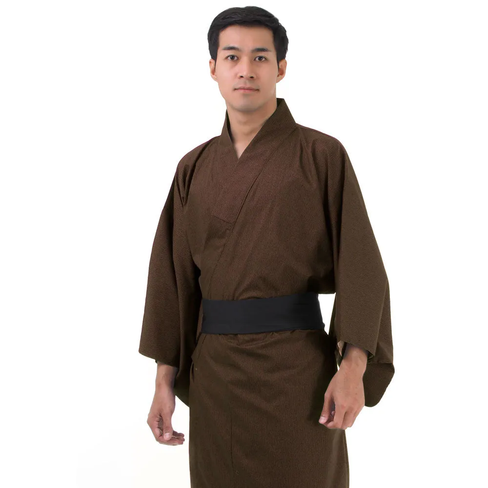 Japanese Brown Kitsune Yukata Kimono Robe for Men