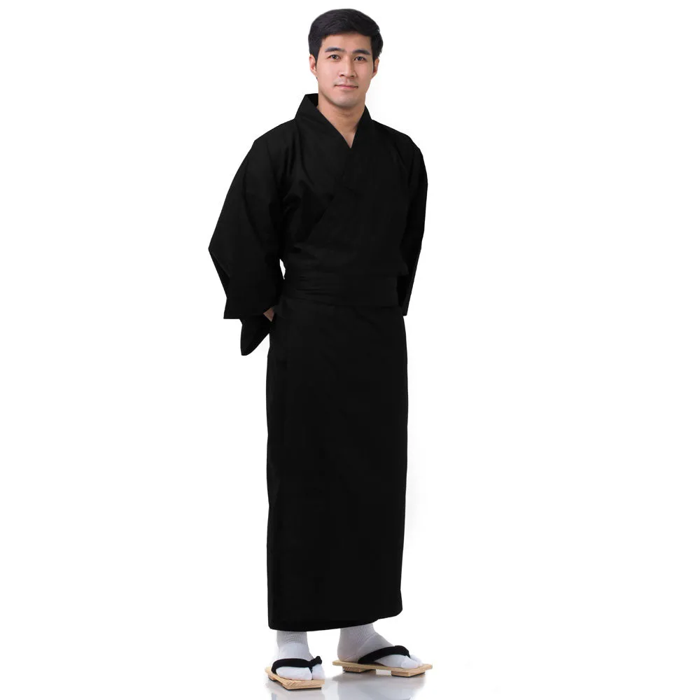 Japanese Gray Shogun Yukata Kimono Robe for Men