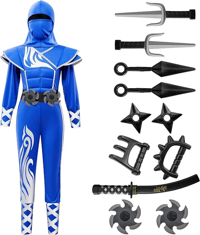 Kids Halloween Ninja Costume, Blue