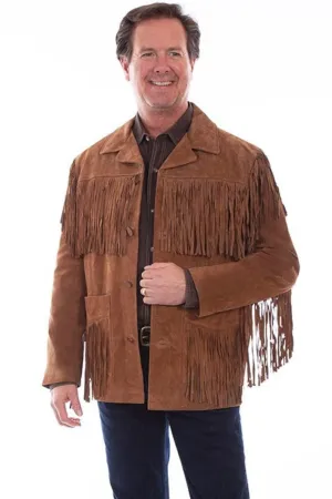 Leather jacket Men's Traditional Native Brown Classic Suede Leather Western Jacket With Braided Fringes Country Side Red Indian Western Wear