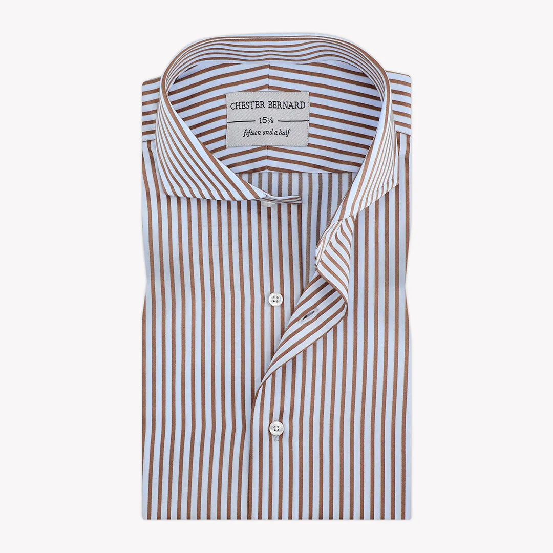 Light blue Formal Shirt With Khaki Brown Stripes OL-191