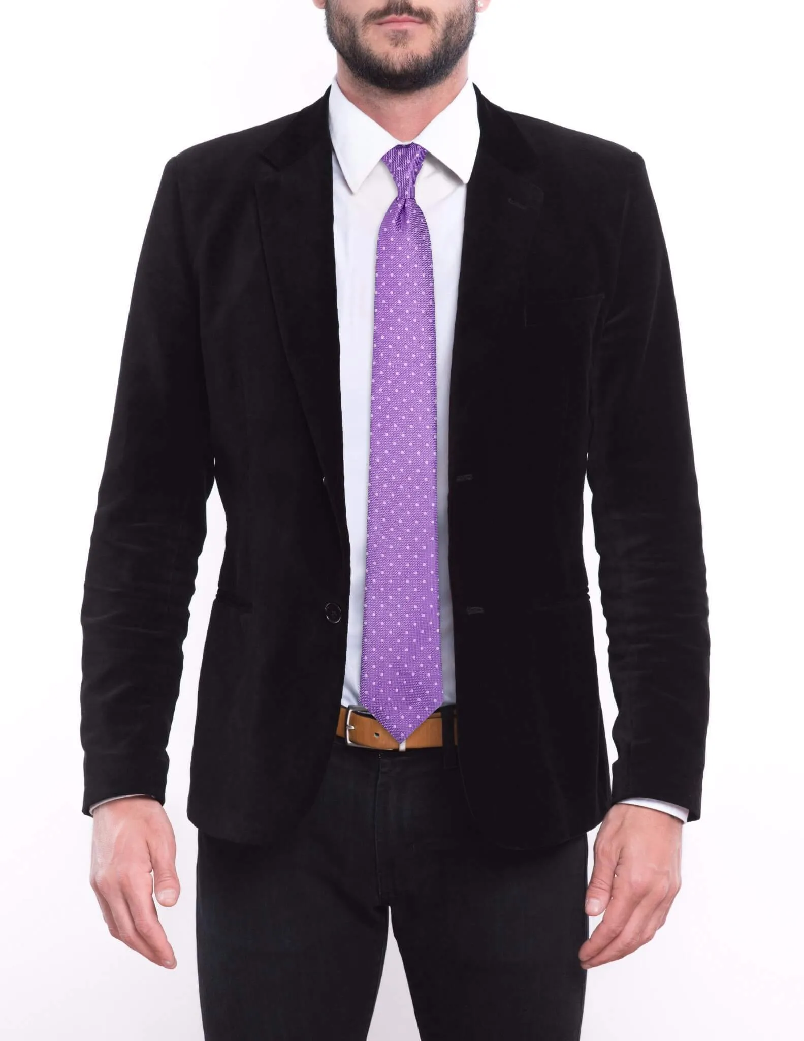 Light Purple with Silver Dots Skinny Tie