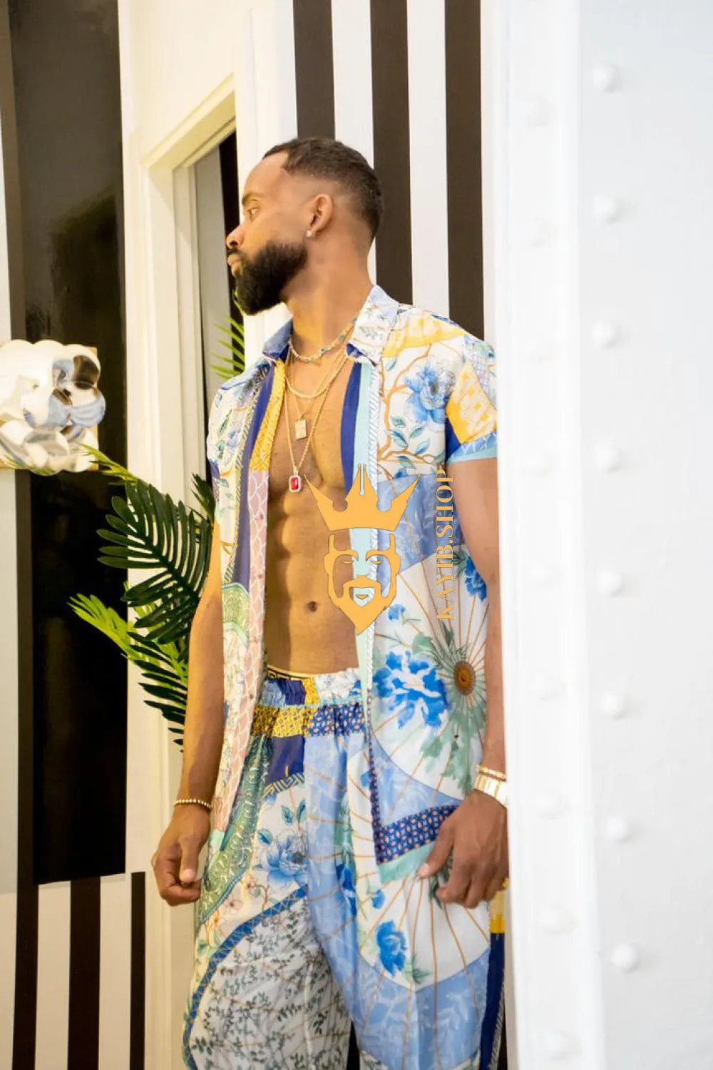 Luxury Summer Men's Silk Party Outfits set