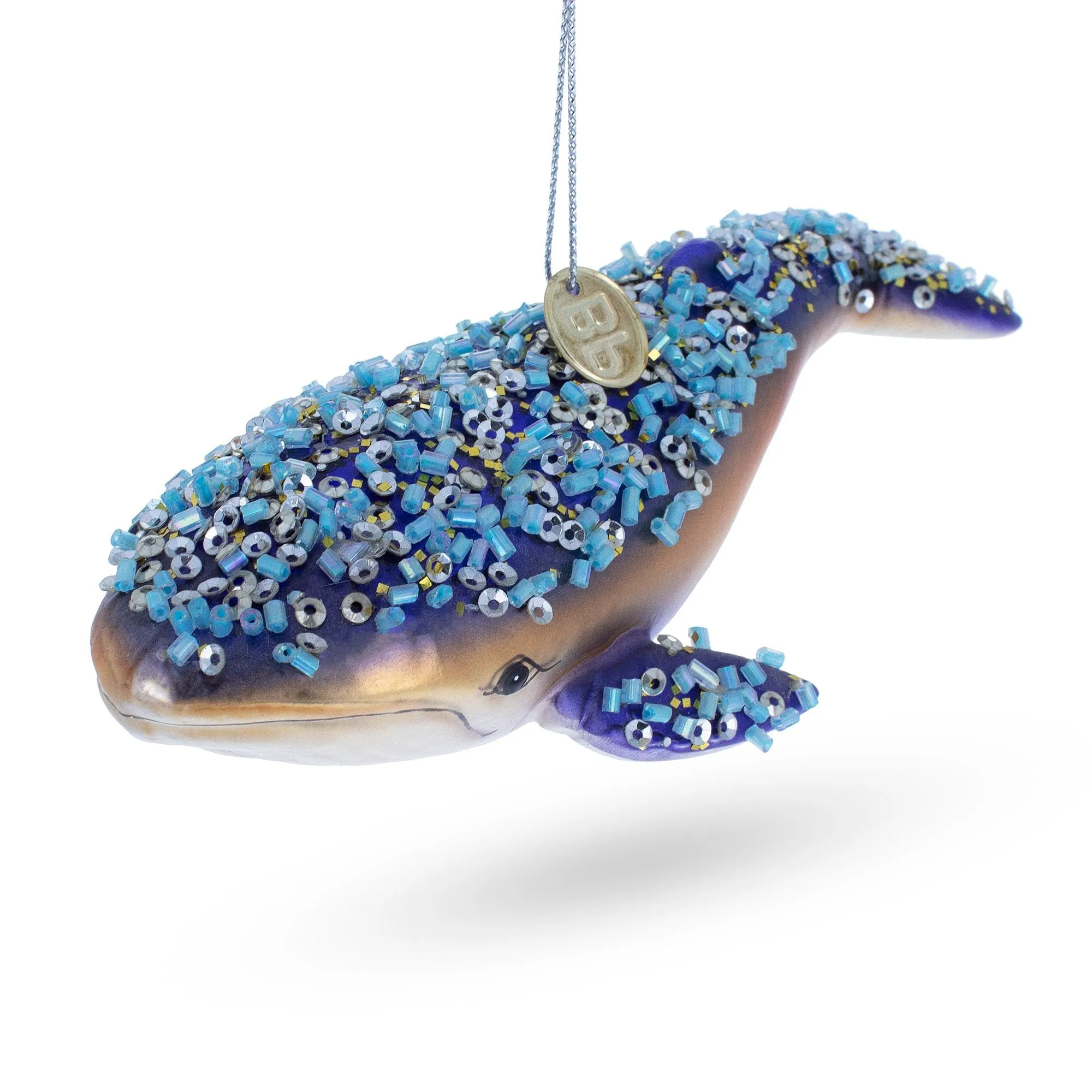 Majestic Blue Whale - Blown Glass Christmas Ornament