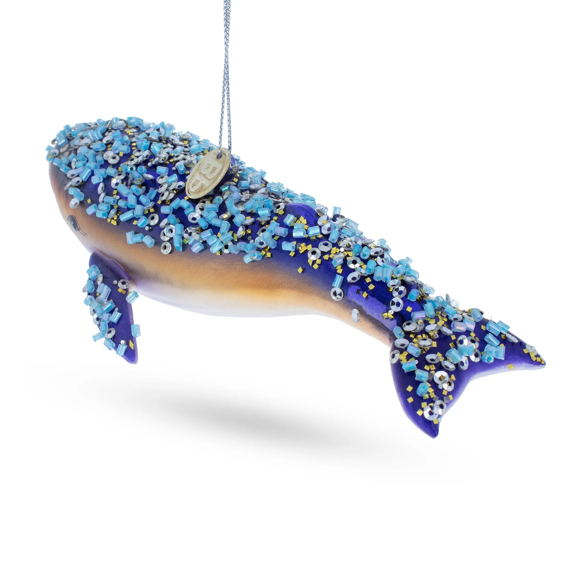 Majestic Blue Whale - Blown Glass Christmas Ornament