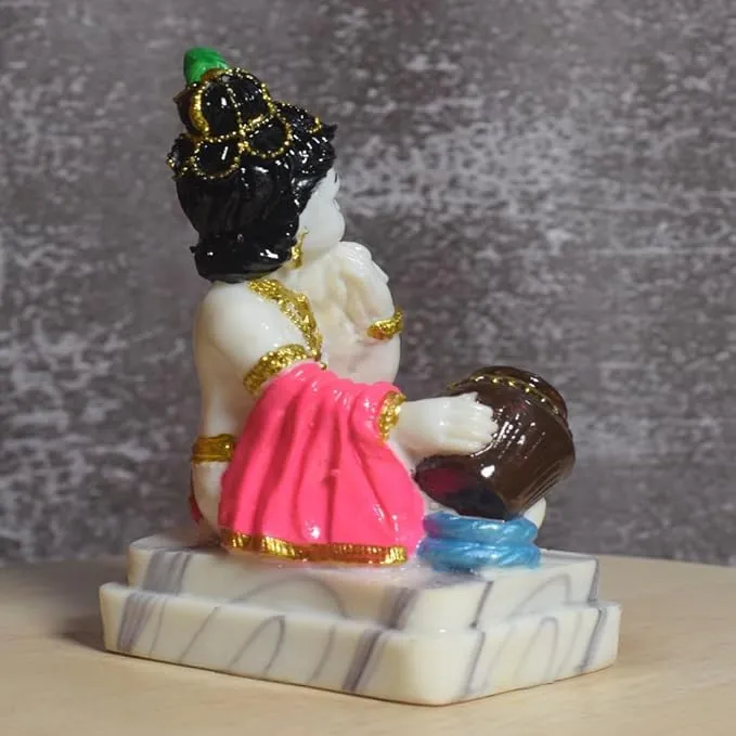 Makhan Chor Krishna Idol | Marble | Multicolour (Pack of 1)