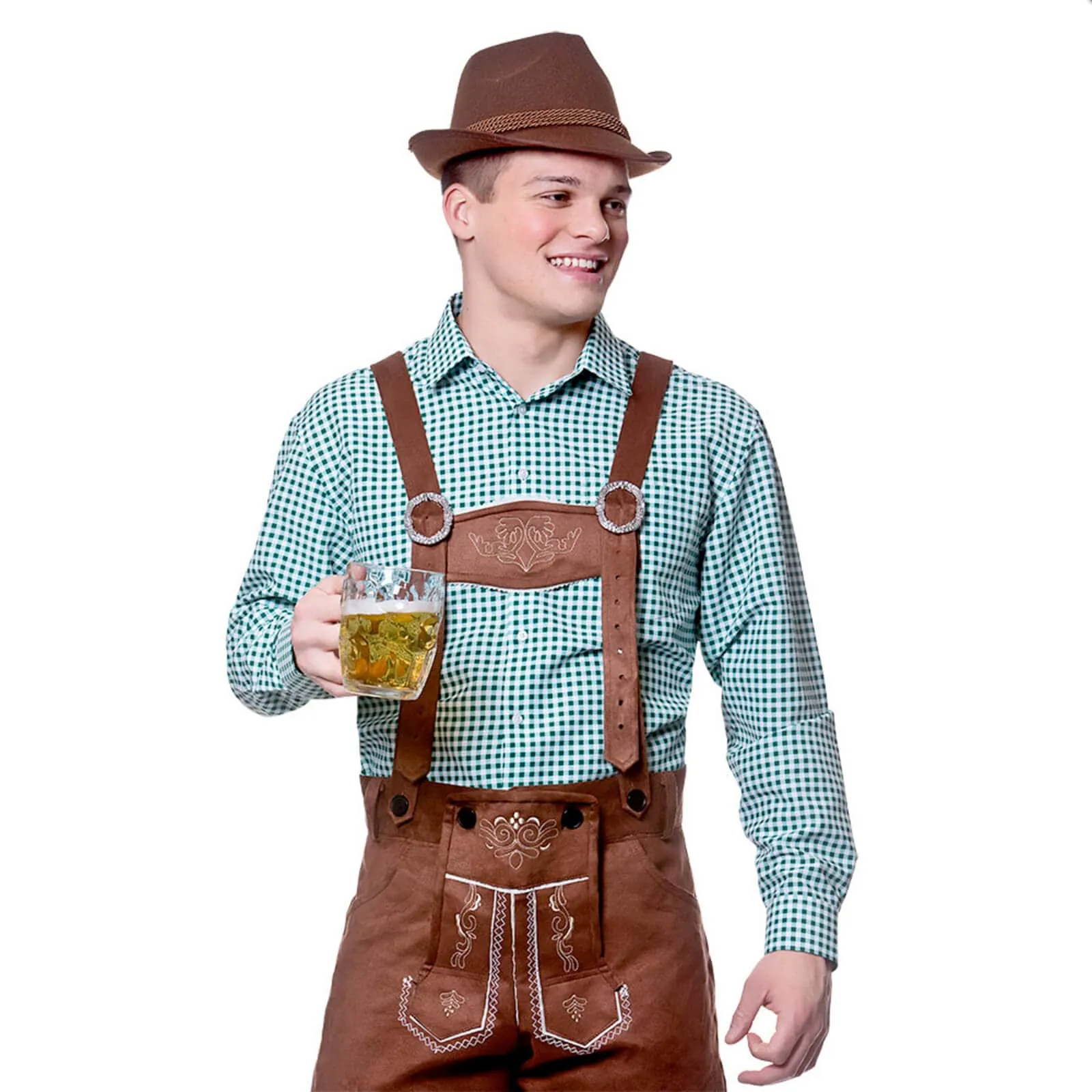 Mens Oktoberfest Shirt Checked Beer Festival Top Fancy Dress