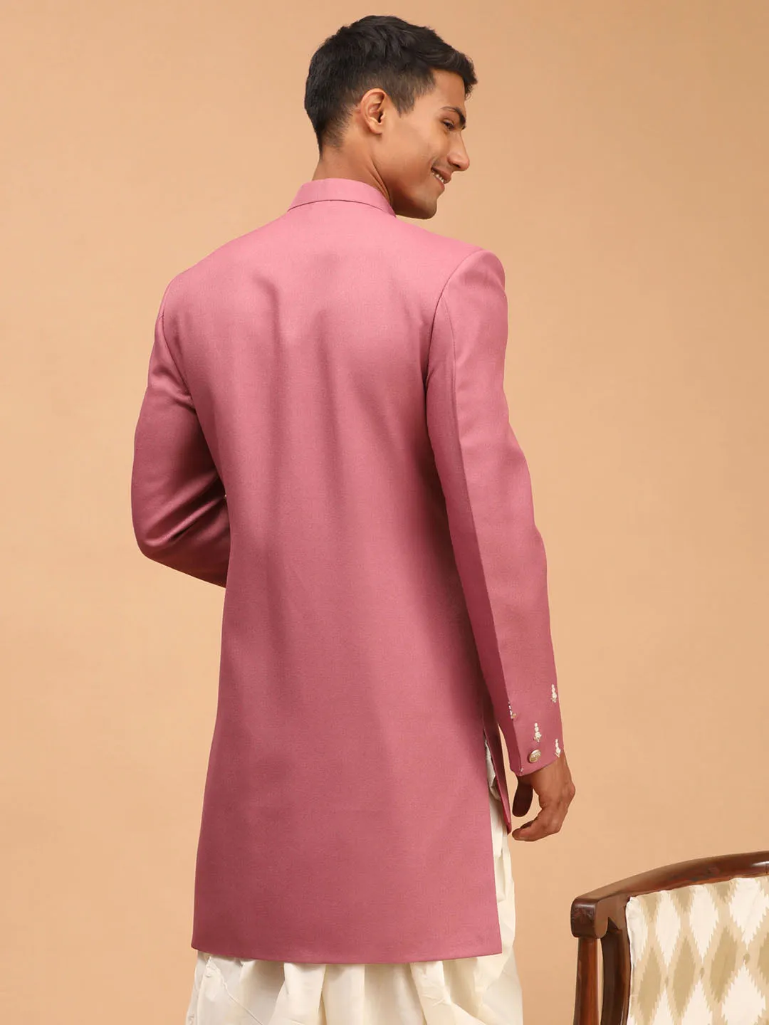 Men's Purple Silk Sherwani Only Top - Shrestha By Vastramay