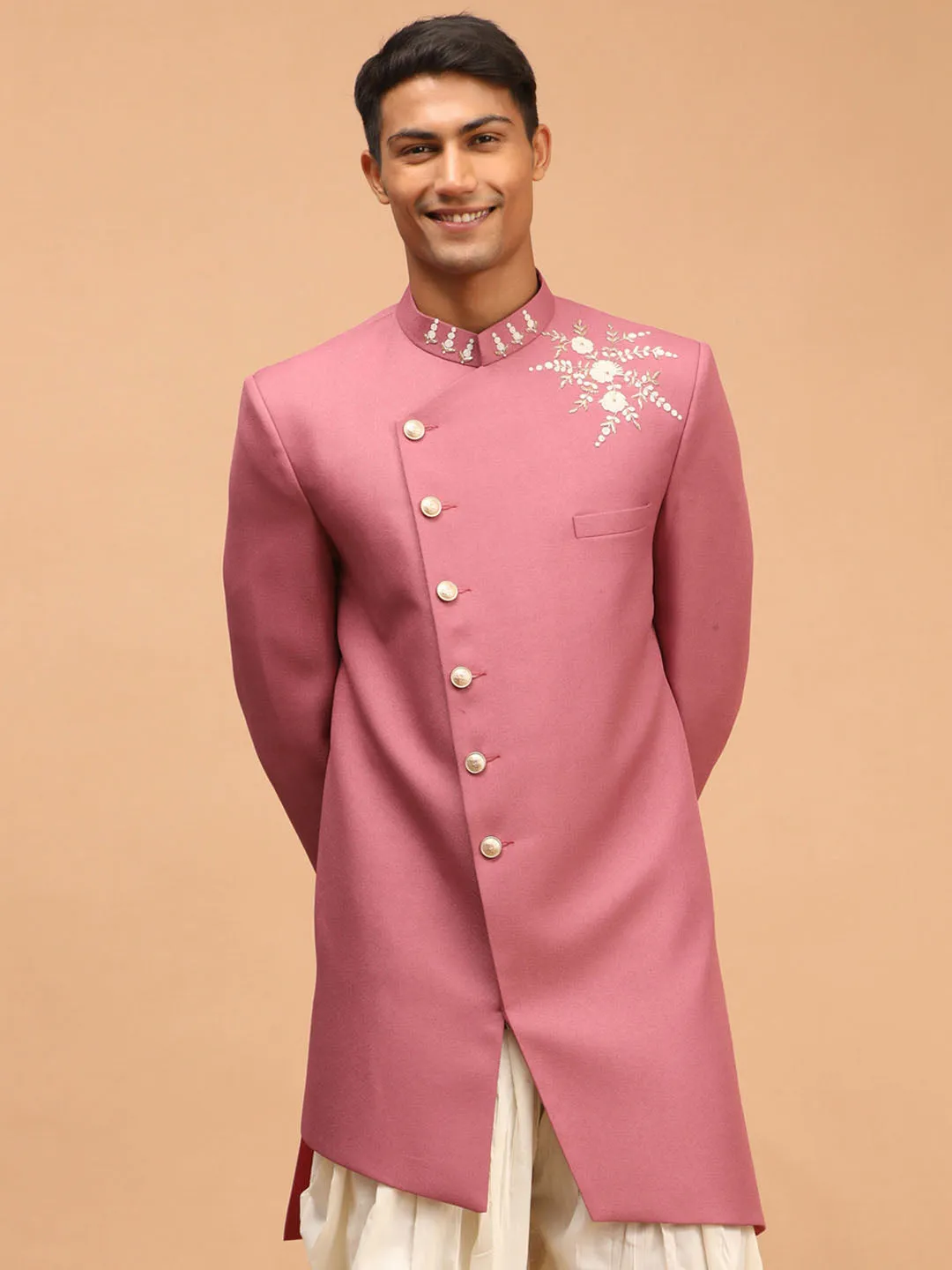 Men's Purple Silk Sherwani Only Top - Shrestha By Vastramay