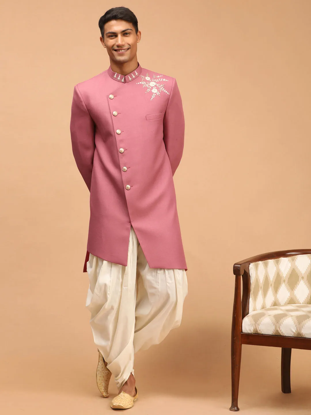 Men's Purple Silk Sherwani Only Top - Shrestha By Vastramay