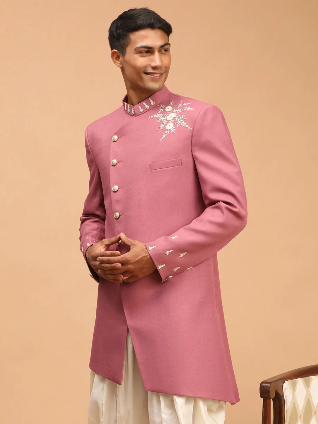 Men's Purple Silk Sherwani Only Top - Shrestha By Vastramay