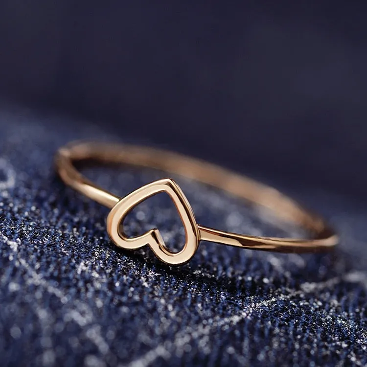 Minimalist Jewelry Simple Silver Color Heart Fashion Ring for Women as Gifts