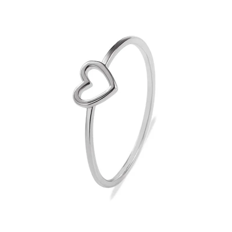 Minimalist Jewelry Simple Silver Color Heart Fashion Ring for Women as Gifts